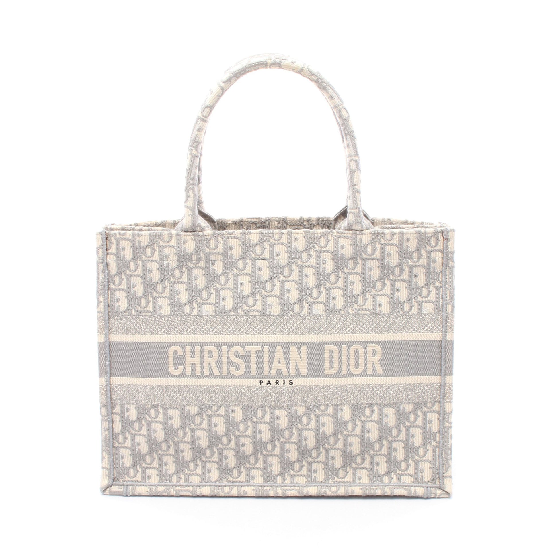BOOK TOTE ブックトート ミディアム ハンドバッグ トートバッグ キャンバス グレー ホワイト クリスチャンディオール バッグ Christian Dior