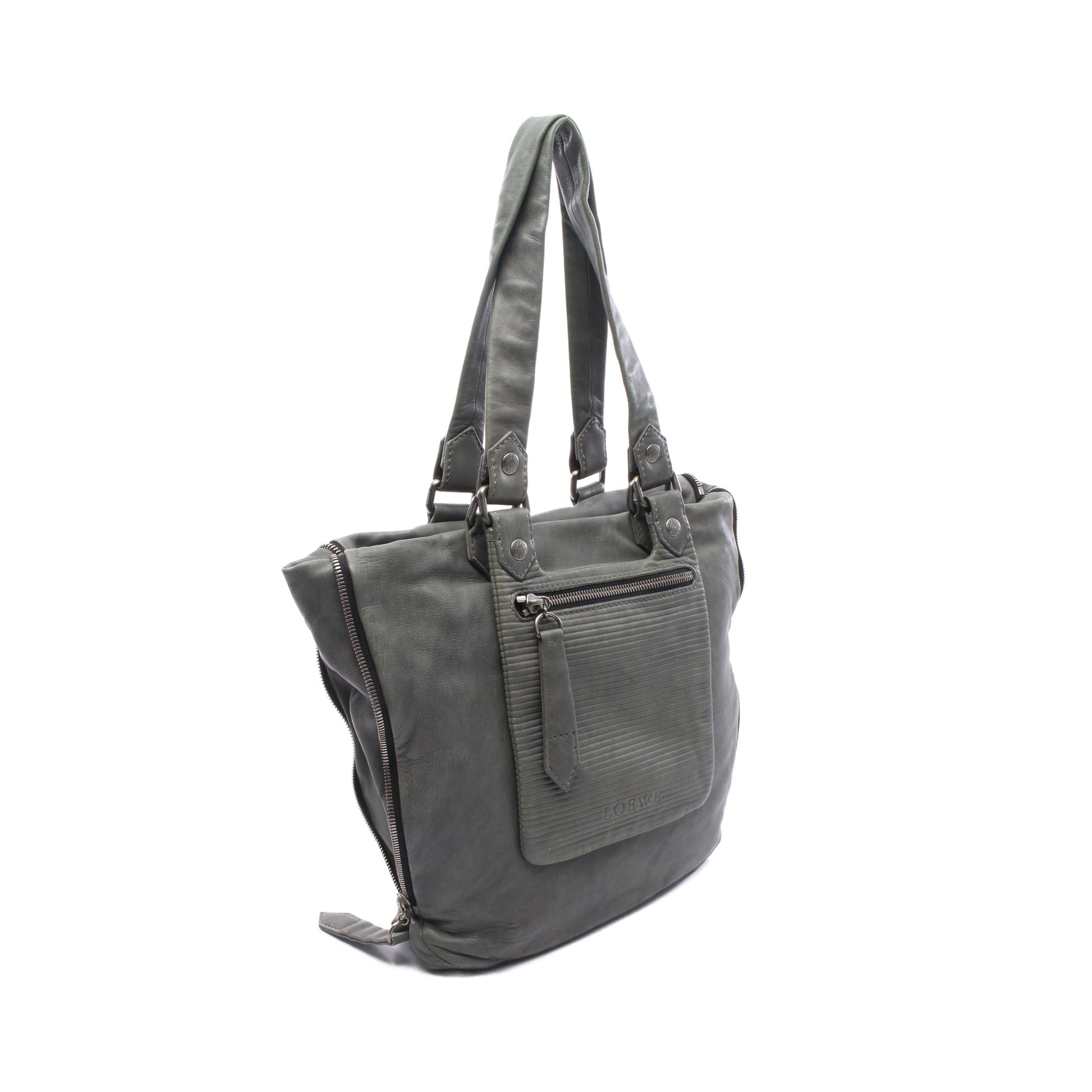 アナグラム ショルダーバッグ トートバッグ レザー グレー ロエベ バッグ LOEWE