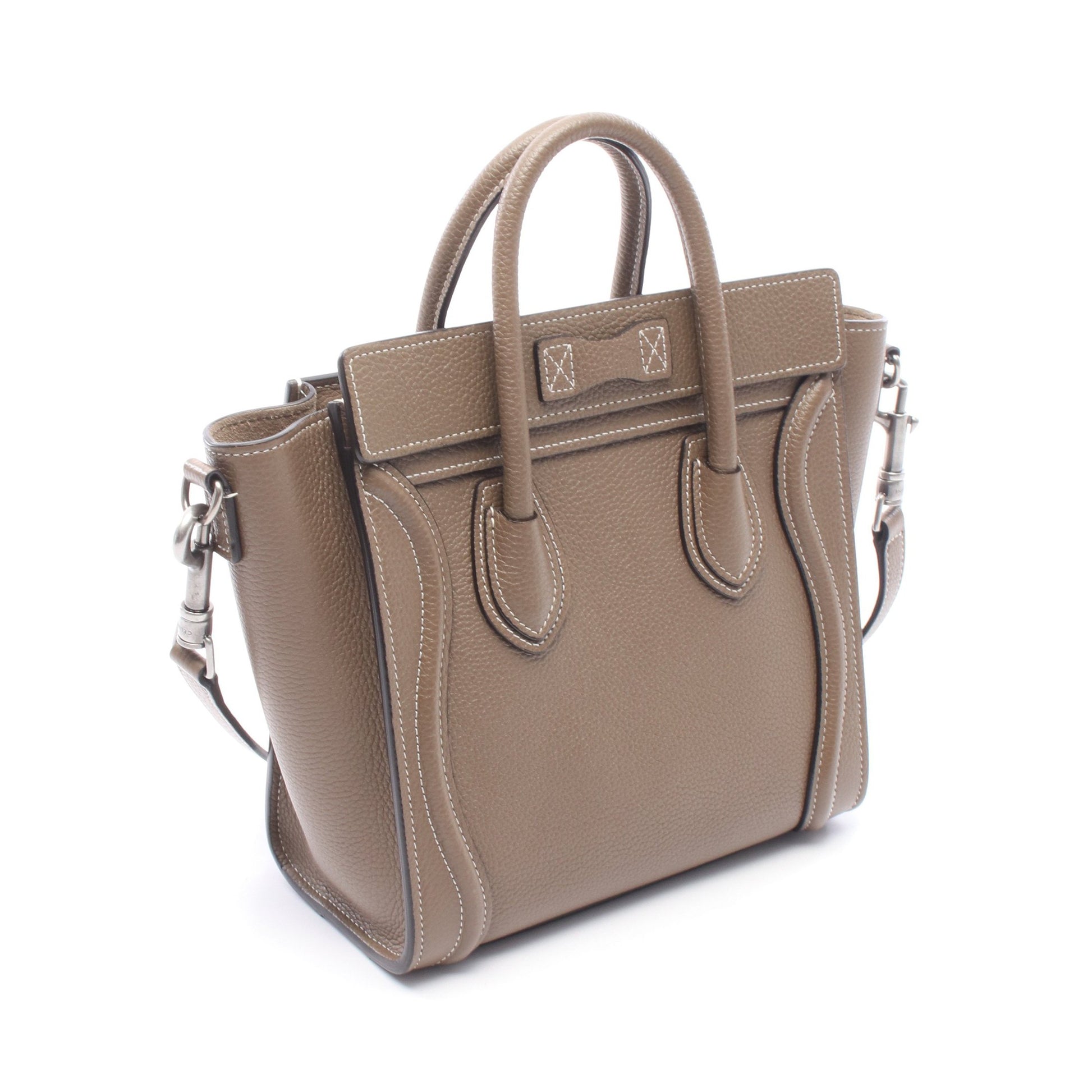 ラゲージ ナノショッパー 2WAY ハンドバッグ レザー グレーベージュ セリーヌ バッグ CELINE