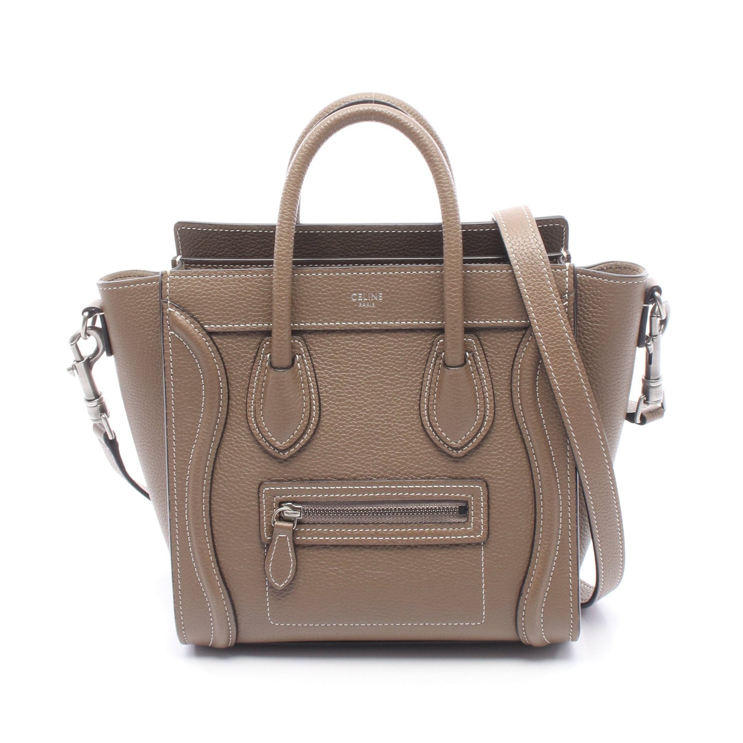 ラゲージ ナノショッパー 2WAY ハンドバッグ レザー グレーベージュ セリーヌ バッグ CELINE