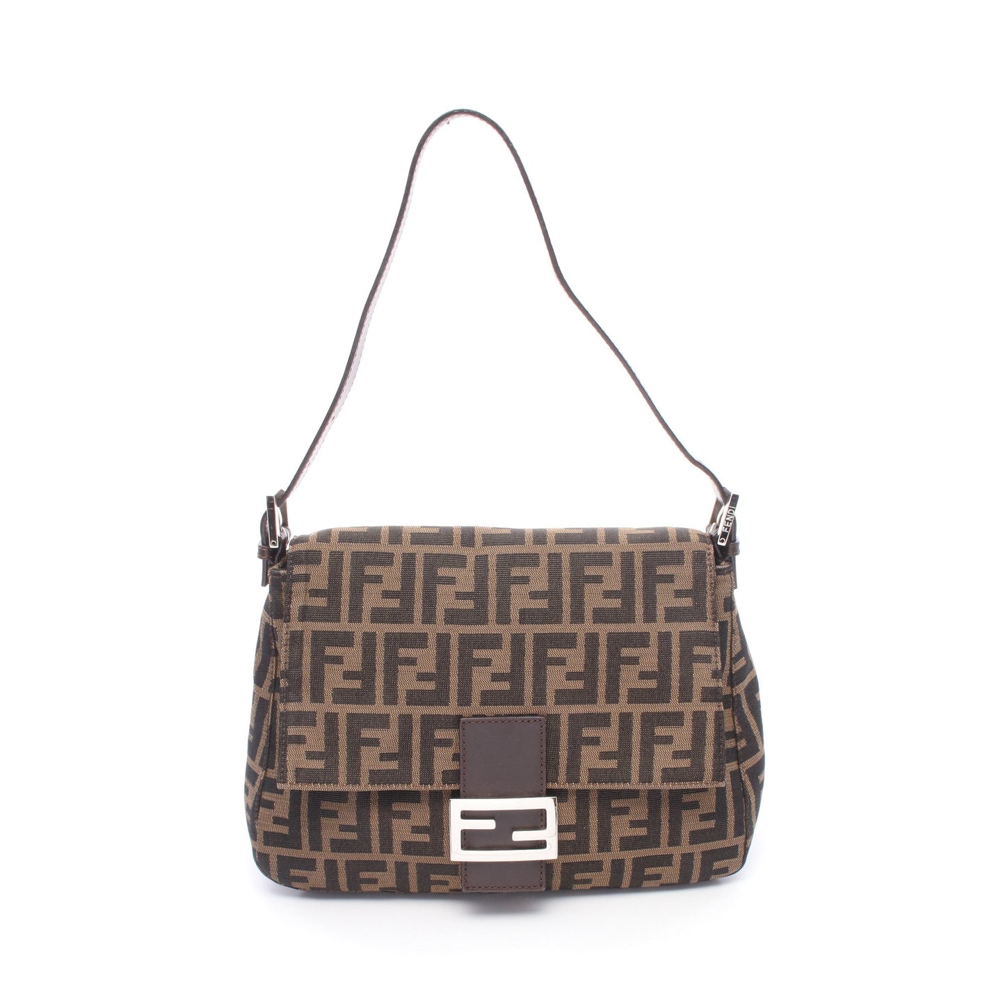 マンマバケット ワンショルダーバッグ キャンバス レザー ブラウン ダークブラウン フェンディ バッグ FENDI