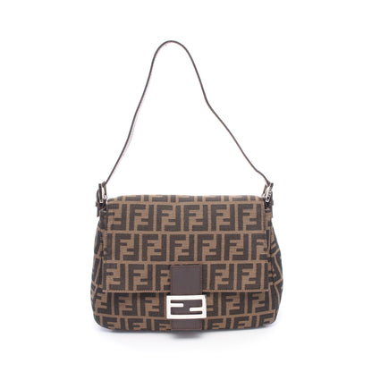 マンマバケット ワンショルダーバッグ キャンバス レザー ブラウン ダークブラウン フェンディ バッグ FENDI