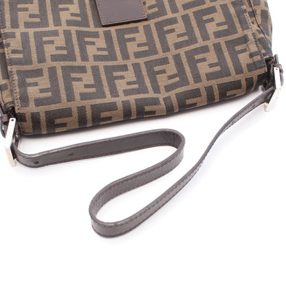 マンマバケット ワンショルダーバッグ キャンバス レザー ブラウン ダークブラウン フェンディ バッグ FENDI