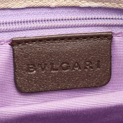 ロゴマニア トートバッグ ショルダーバッグ トートバッグ キャンバス レザー ベージュ ダークブラウン ブルガリ バッグ BVLGARI