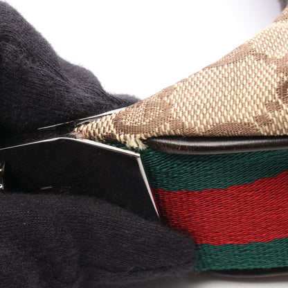 シェリーライン GGキャンバス ショルダーバッグ キャンバス レザー ベージュ ダークブラウン マルチカラー グッチ バッグ GUCCI