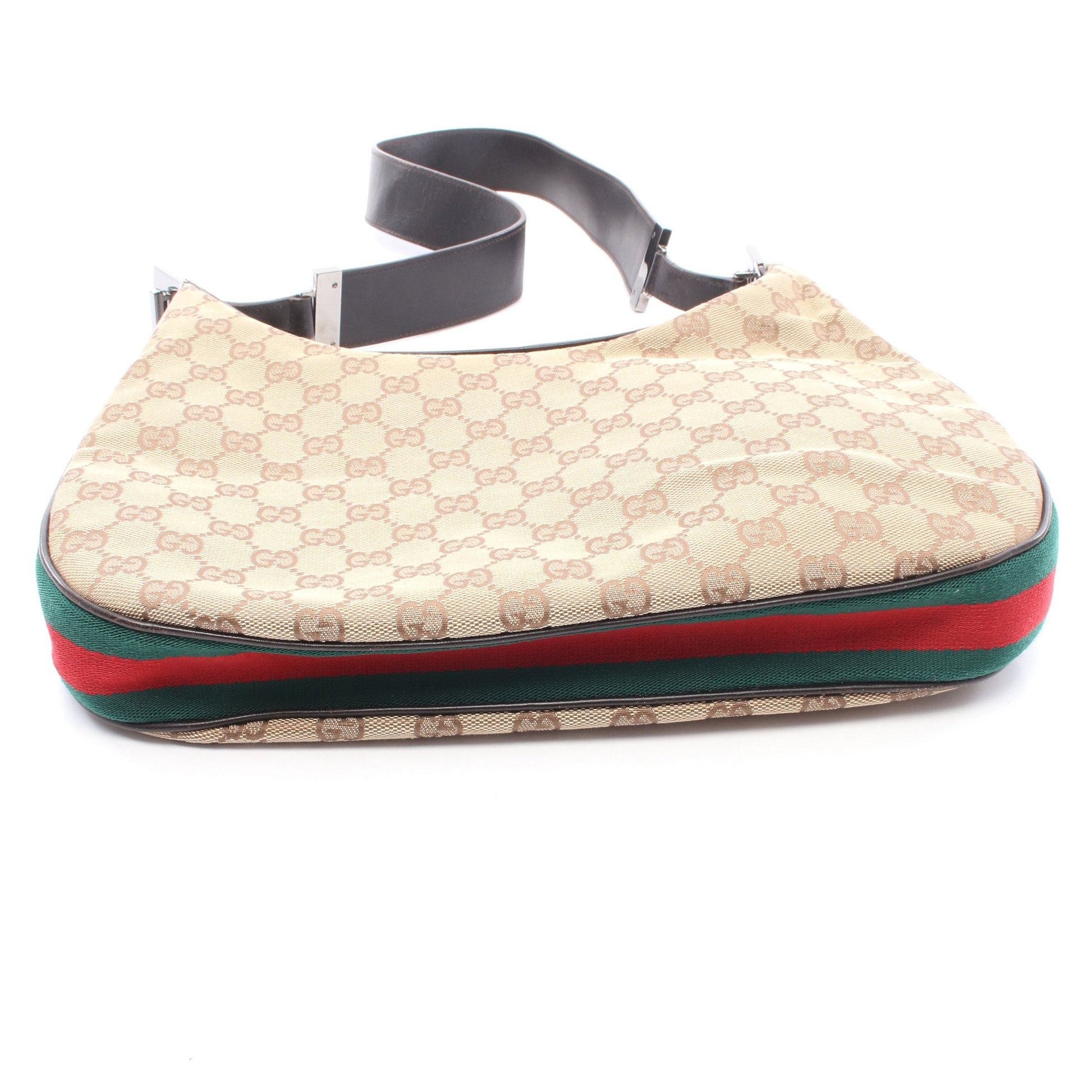 シェリーライン GGキャンバス ショルダーバッグ キャンバス レザー ベージュ ダークブラウン マルチカラー グッチ バッグ GUCCI