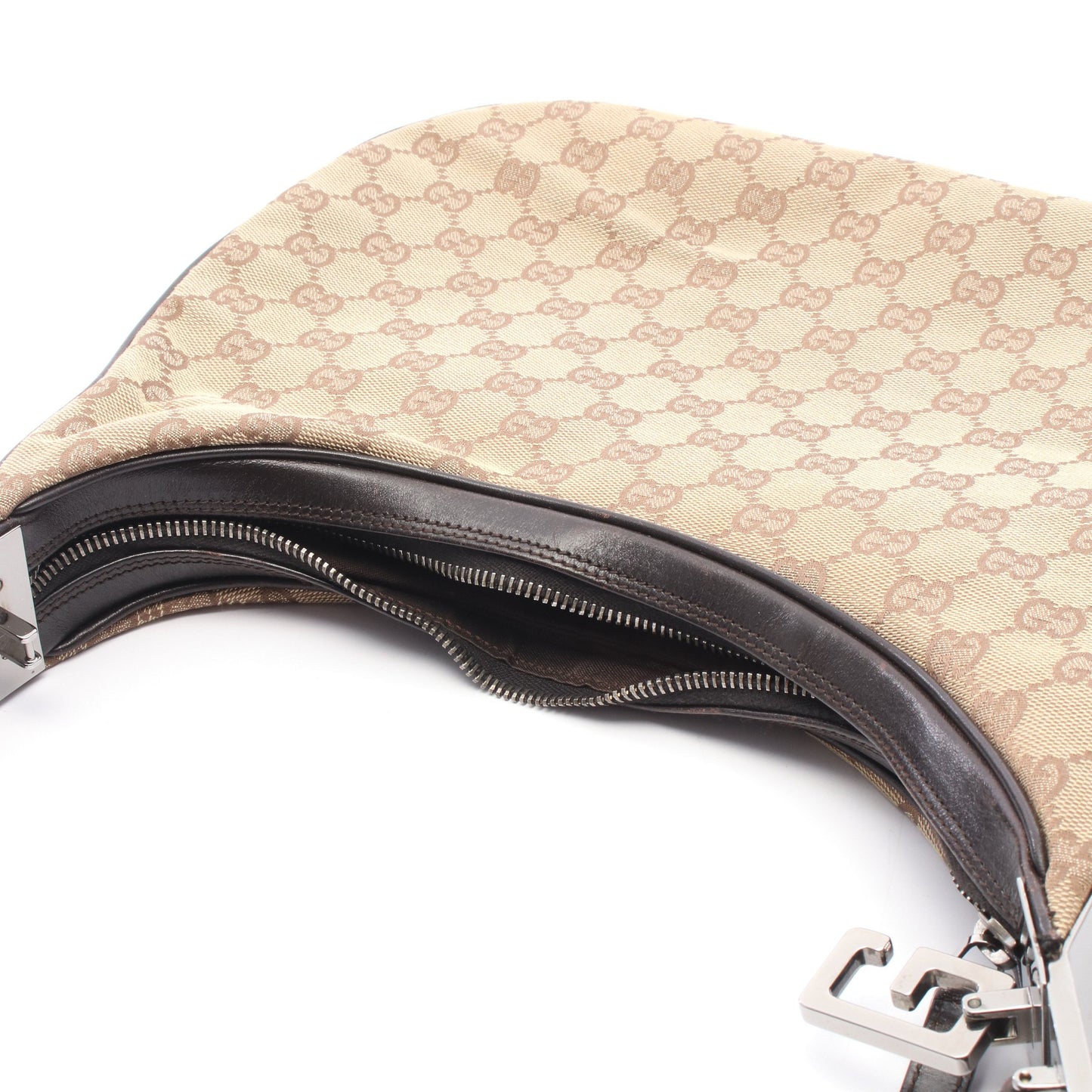シェリーライン GGキャンバス ショルダーバッグ キャンバス レザー ベージュ ダークブラウン マルチカラー グッチ バッグ GUCCI