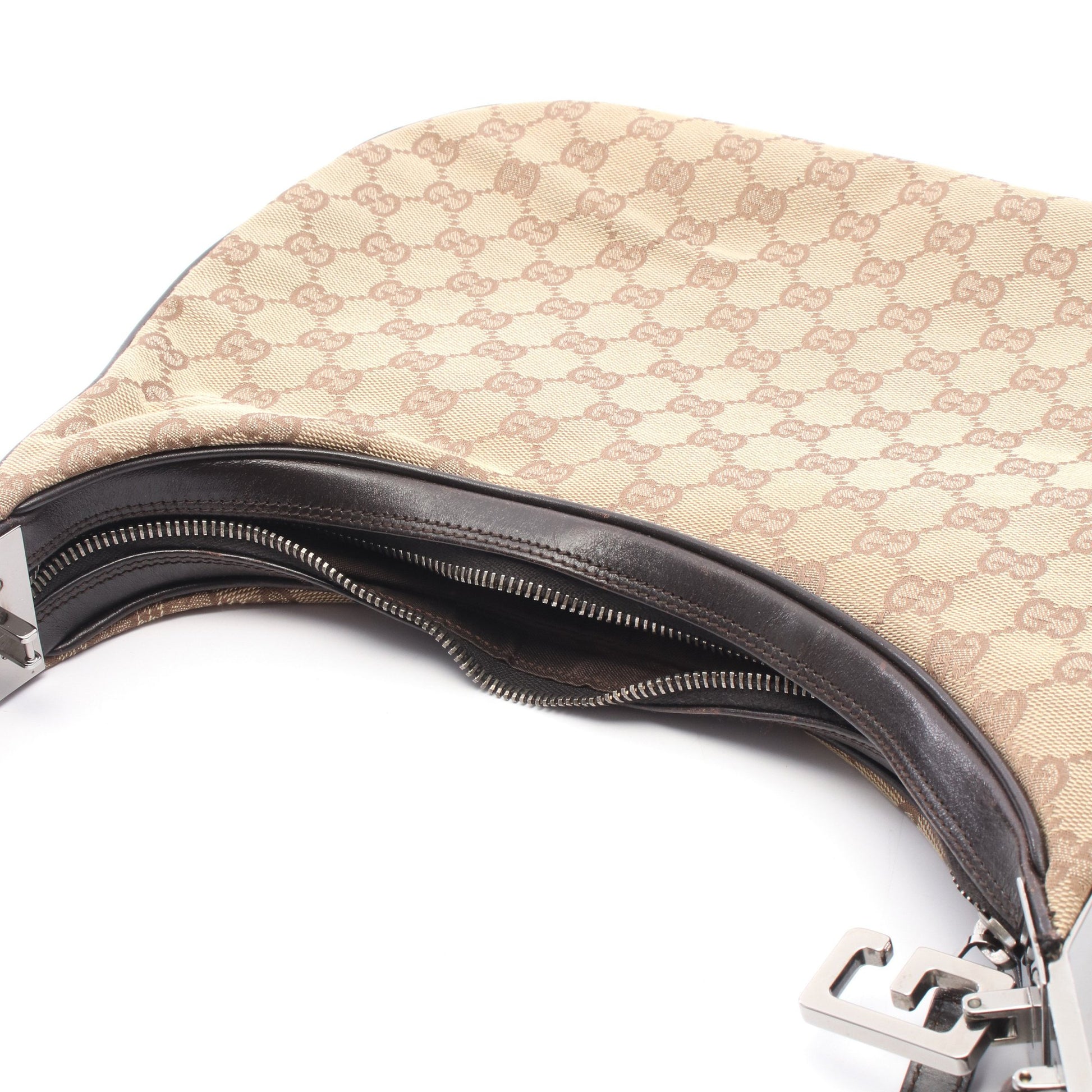 シェリーライン GGキャンバス ショルダーバッグ キャンバス レザー ベージュ ダークブラウン マルチカラー グッチ バッグ GUCCI