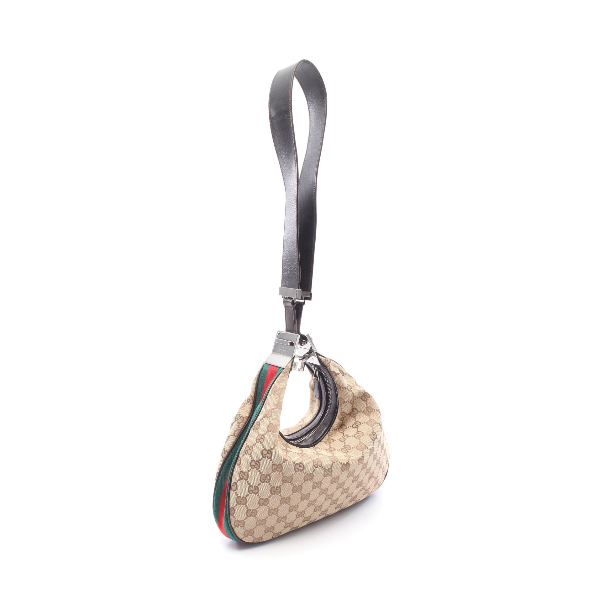 シェリーライン GGキャンバス ショルダーバッグ キャンバス レザー ベージュ ダークブラウン マルチカラー グッチ バッグ GUCCI