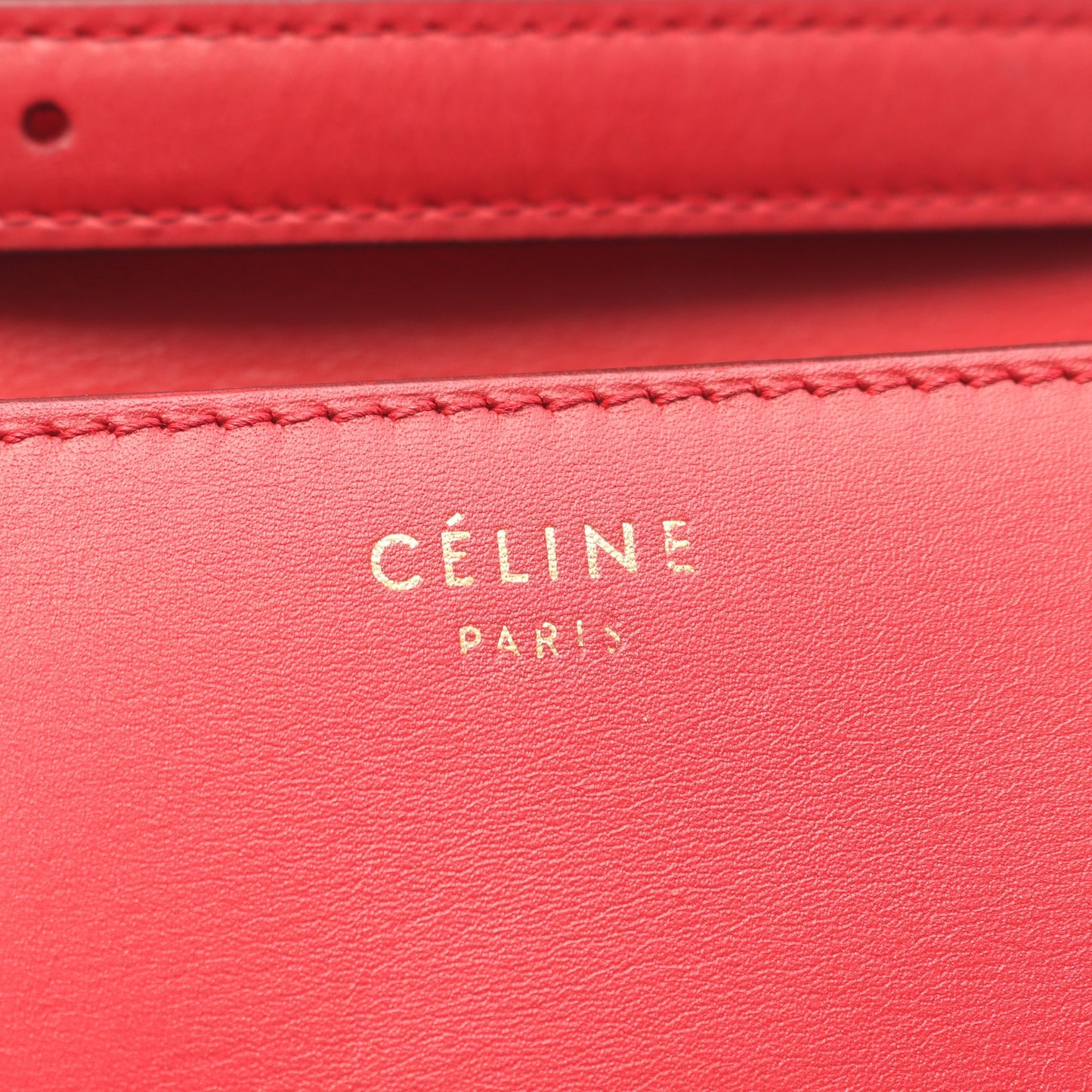 クラシック ボックス ミディアム ショルダーバッグ レザー レッド セリーヌ バッグ CELINE