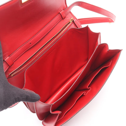 クラシック ボックス ミディアム ショルダーバッグ レザー レッド セリーヌ バッグ CELINE