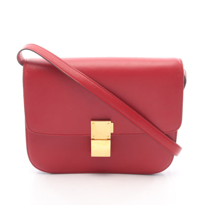 クラシック ボックス ミディアム ショルダーバッグ レザー レッド セリーヌ バッグ CELINE