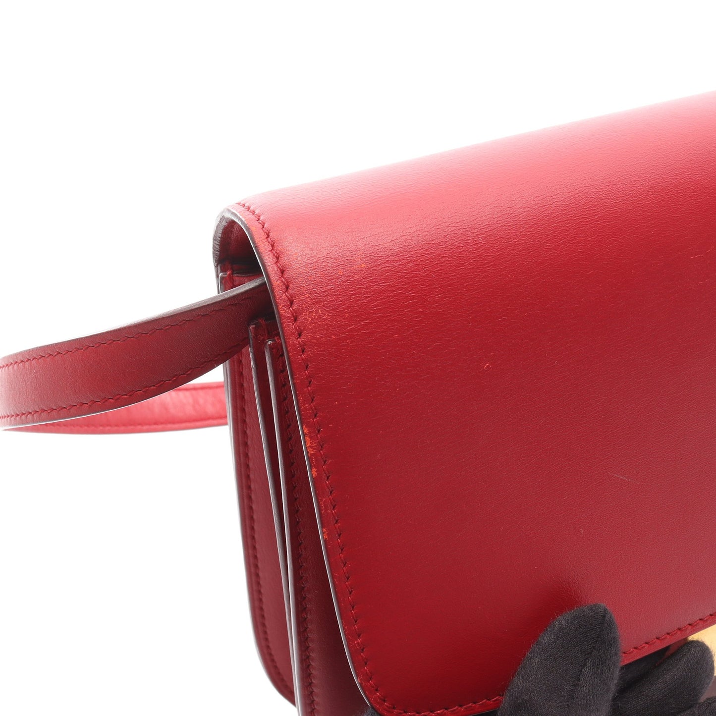 クラシック ボックス ミディアム ショルダーバッグ レザー レッド セリーヌ バッグ CELINE