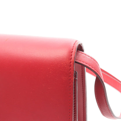 クラシック ボックス ミディアム ショルダーバッグ レザー レッド セリーヌ バッグ CELINE