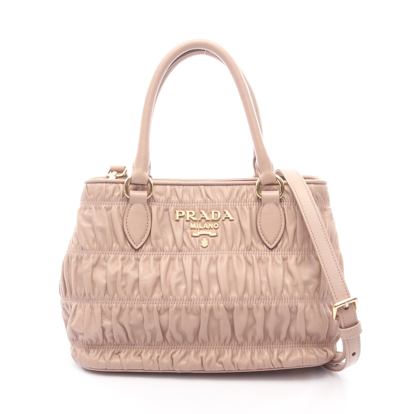NAPPA GAUFRE'1 2WAY ハンドバッグ レザー ピンクベージュ プラダ バッグ PRADA