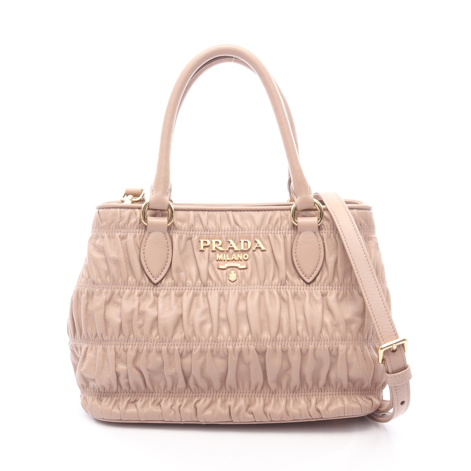 NAPPA GAUFRE'1 2WAY ハンドバッグ レザー ピンクベージュ プラダ バッグ PRADA