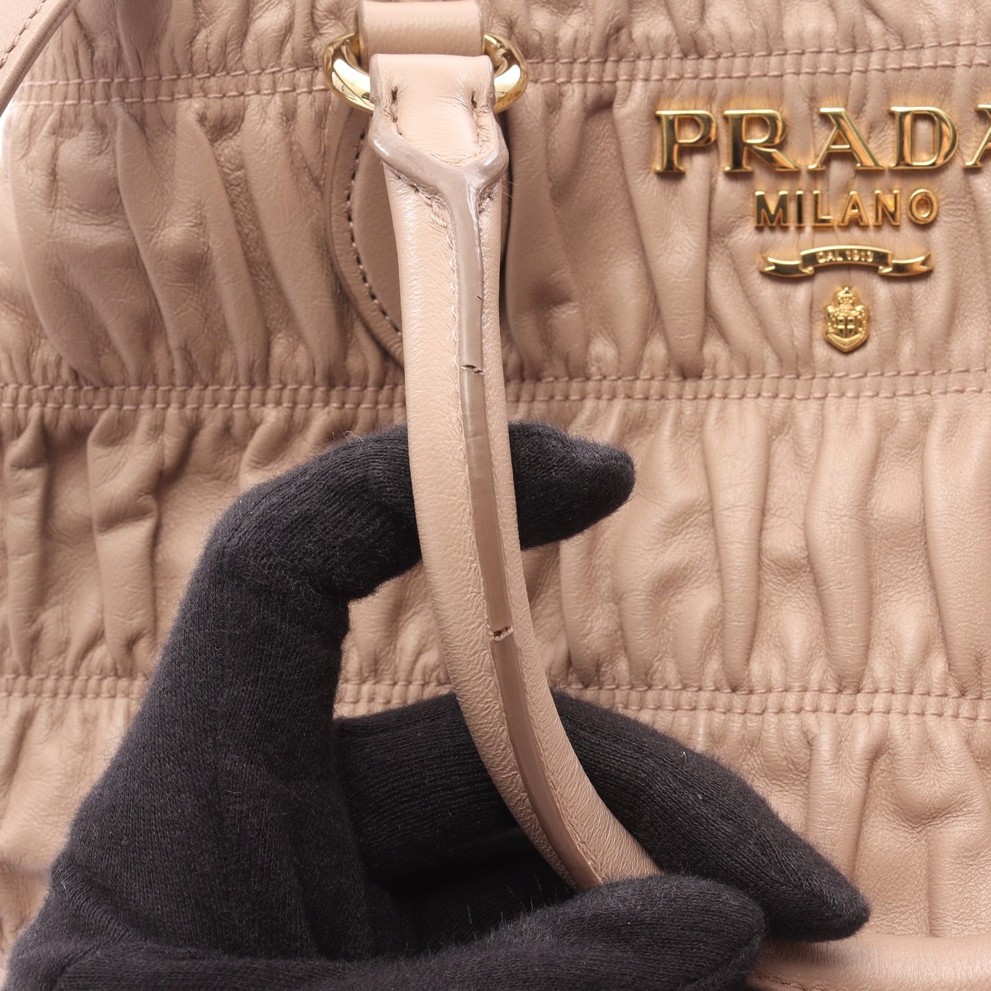NAPPA GAUFRE'1 2WAY ハンドバッグ レザー ピンクベージュ プラダ バッグ PRADA