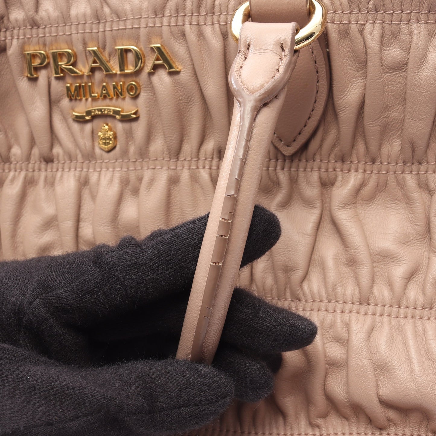 NAPPA GAUFRE'1 2WAY ハンドバッグ レザー ピンクベージュ プラダ バッグ PRADA