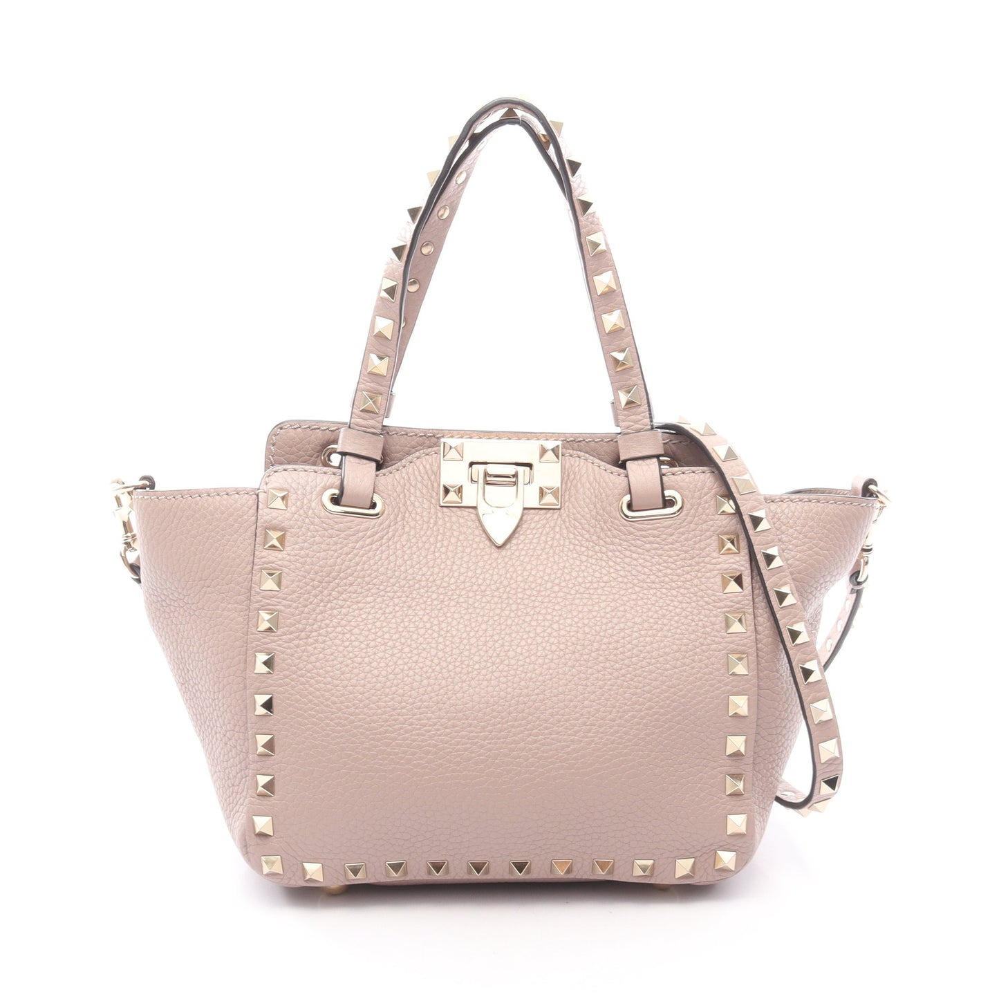 ロックスタッズ 2WAY ハンドバッグ レザー ピンクベージュ ヴァレンティノガラヴァーニ バッグ VALENTINO GARAVANI