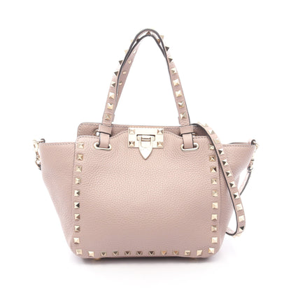 ロックスタッズ 2WAY ハンドバッグ レザー ピンクベージュ ヴァレンティノガラヴァーニ バッグ VALENTINO GARAVANI