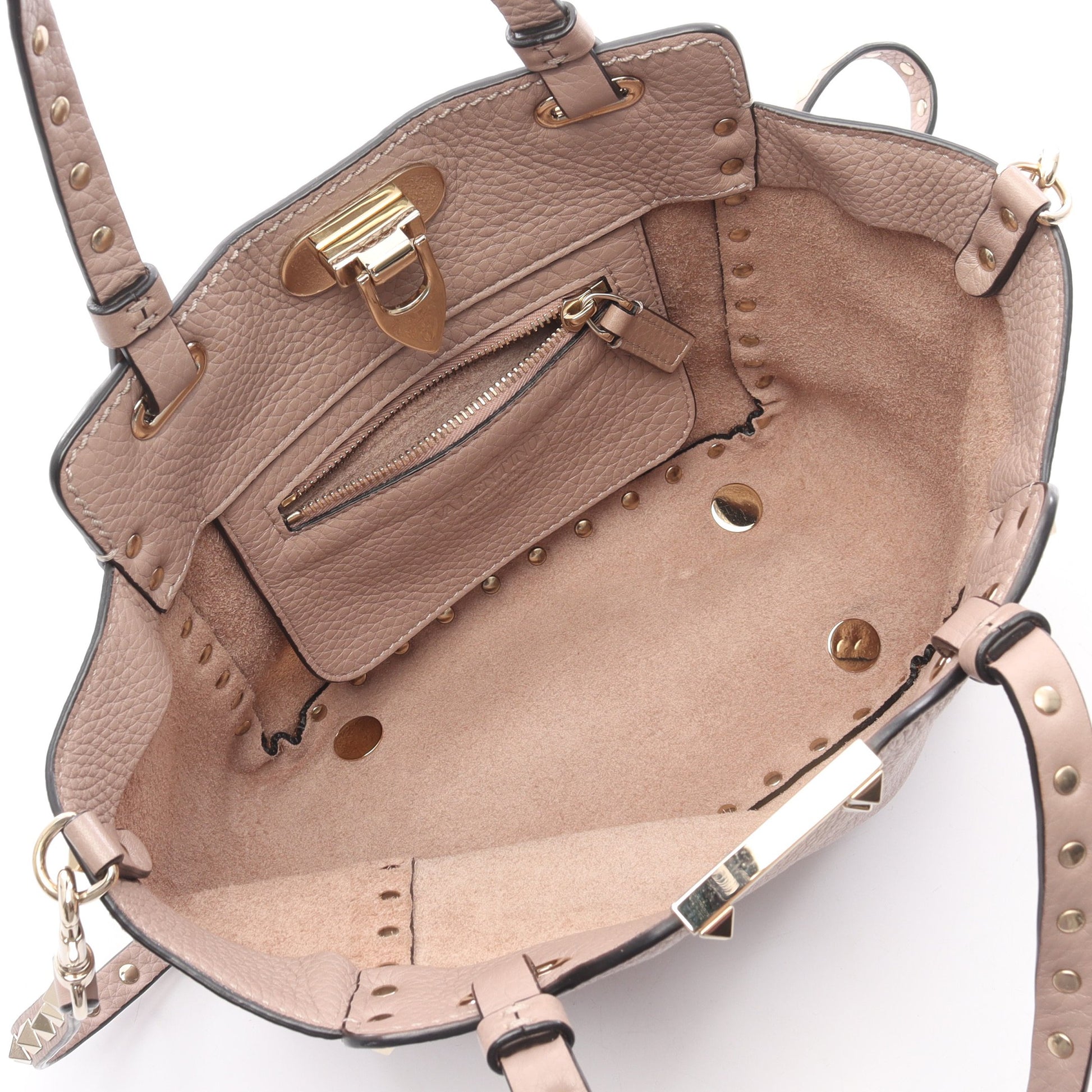 ロックスタッズ 2WAY ハンドバッグ レザー ピンクベージュ ヴァレンティノガラヴァーニ バッグ VALENTINO GARAVANI