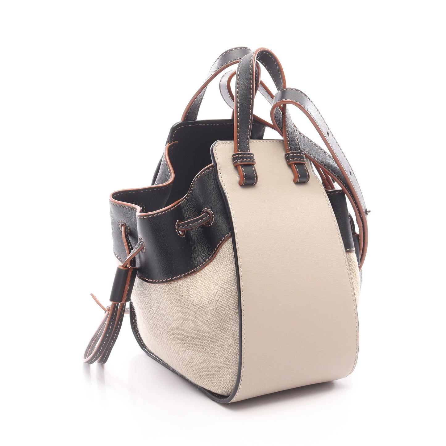 ハンモック ドローストリングバッグ ミニ 2WAY ハンドバッグ レザー ベージュ ブラック ロエベ バッグ LOEWE
