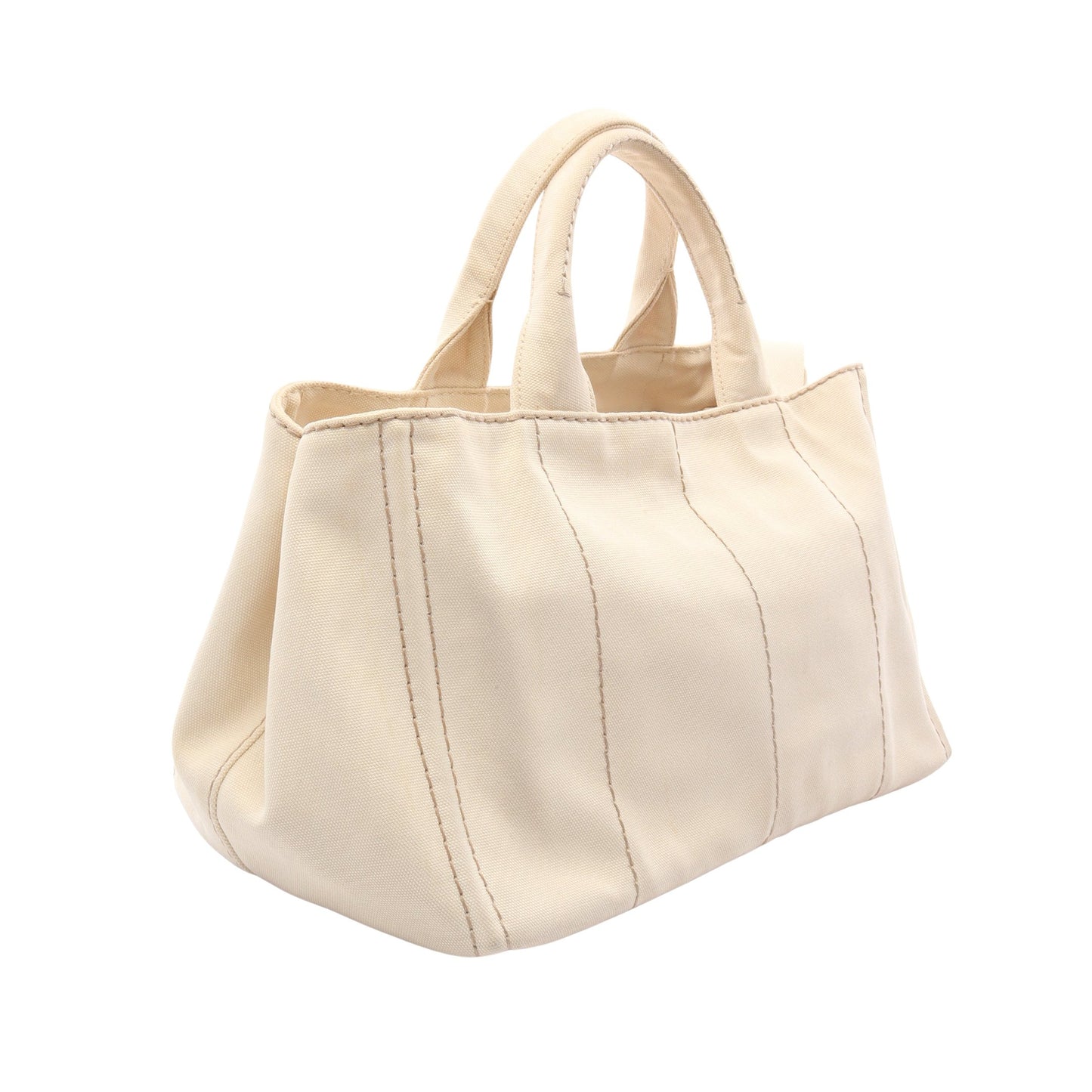 CANAPA STAMPATA カナパ 2WAY ハンドバッグ トートバッグ ボーダー キャンバス アイボリー ブラック プラダ バッグ PRADA