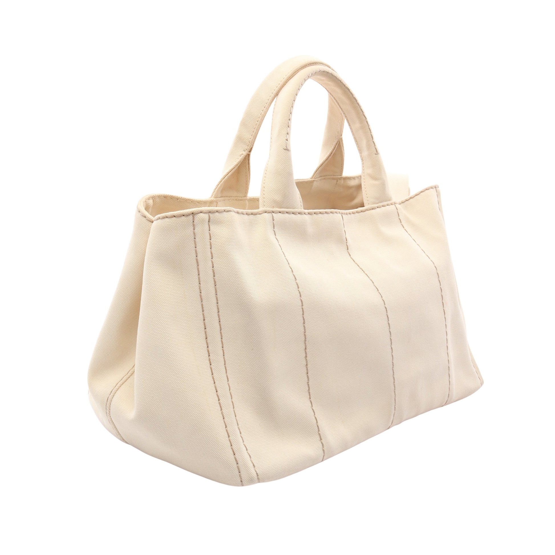 CANAPA STAMPATA カナパ 2WAY ハンドバッグ トートバッグ ボーダー キャンバス アイボリー ブラック プラダ バッグ PRADA