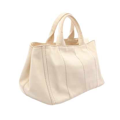 CANAPA STAMPATA カナパ 2WAY ハンドバッグ トートバッグ ボーダー キャンバス アイボリー ブラック プラダ バッグ PRADA