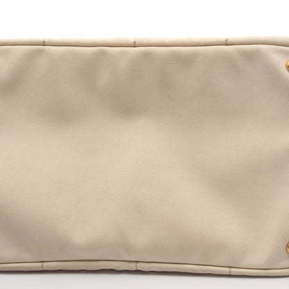 CANAPA STAMPATA カナパ 2WAY ハンドバッグ トートバッグ ボーダー キャンバス アイボリー ブラック プラダ バッグ PRADA