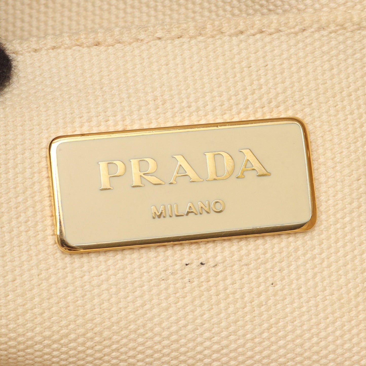 CANAPA STAMPATA カナパ 2WAY ハンドバッグ トートバッグ ボーダー キャンバス アイボリー ブラック プラダ バッグ PRADA