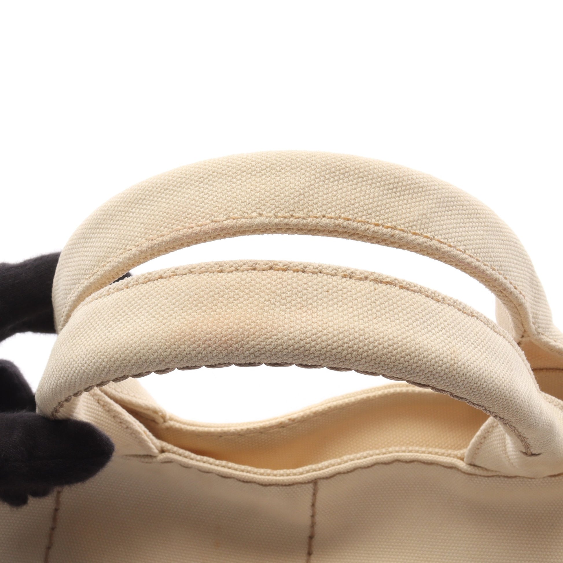CANAPA STAMPATA カナパ 2WAY ハンドバッグ トートバッグ ボーダー キャンバス アイボリー ブラック プラダ バッグ PRADA