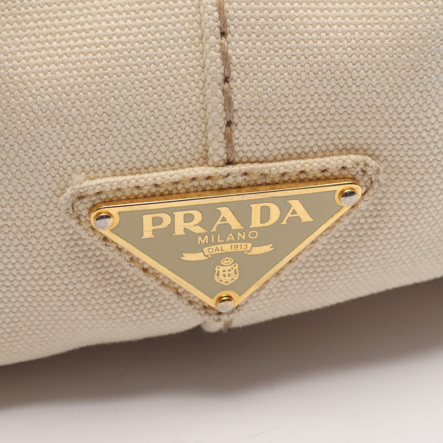 CANAPA STAMPATA カナパ 2WAY ハンドバッグ トートバッグ ボーダー キャンバス アイボリー ブラック プラダ バッグ PRADA