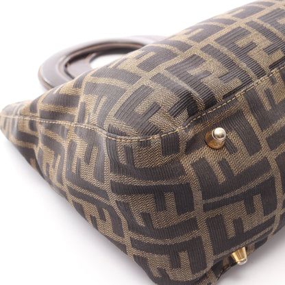 ズッカ ハンドバッグ キャンバス レザー ブラウン ブラック フェンディ バッグ FENDI