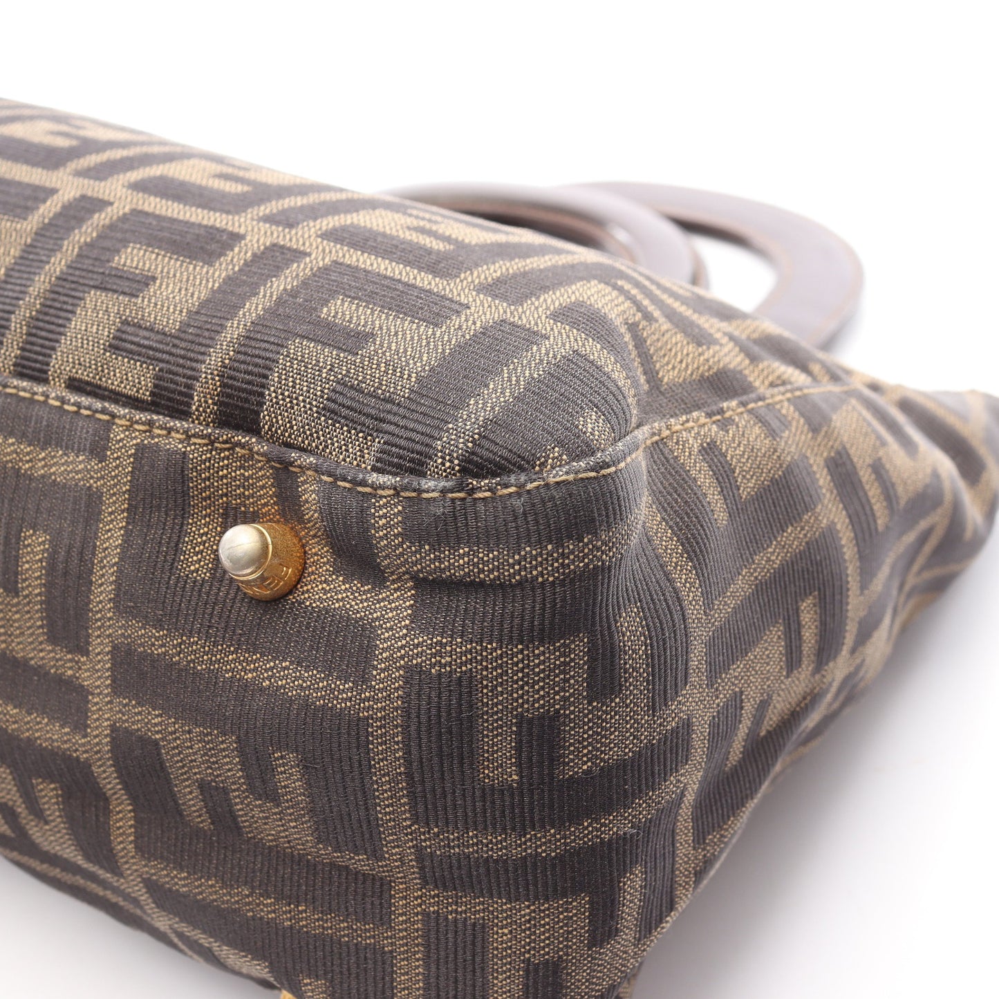 ズッカ ハンドバッグ キャンバス レザー ブラウン ブラック フェンディ バッグ FENDI
