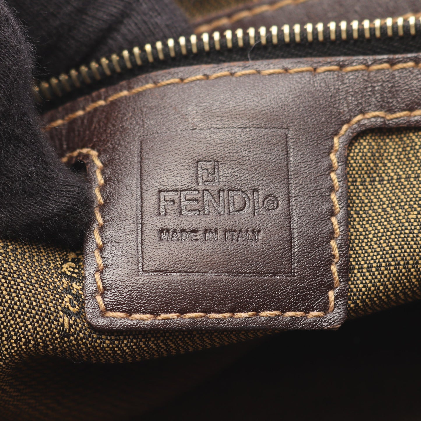 ズッカ ハンドバッグ キャンバス レザー ブラウン ブラック フェンディ バッグ FENDI