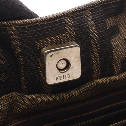 ズッカ ハンドバッグ キャンバス レザー ブラウン ブラック フェンディ バッグ FENDI