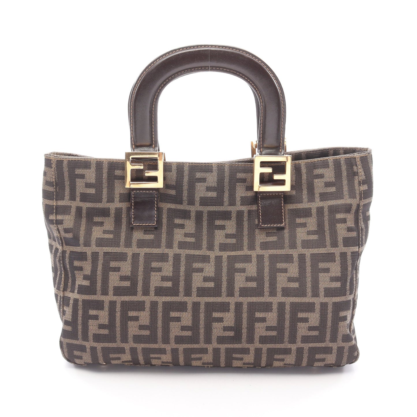ズッカ ハンドバッグ キャンバス レザー ブラウン ブラック フェンディ バッグ FENDI