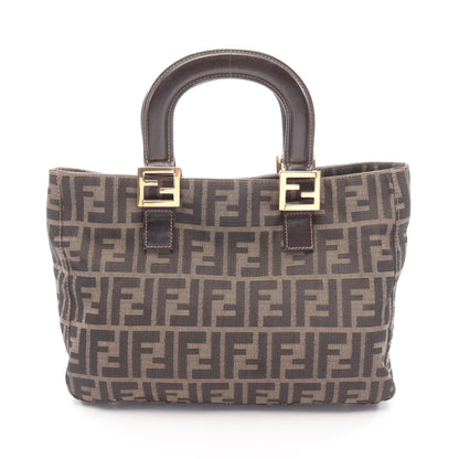 ズッカ ハンドバッグ キャンバス レザー ブラウン ブラック フェンディ バッグ FENDI