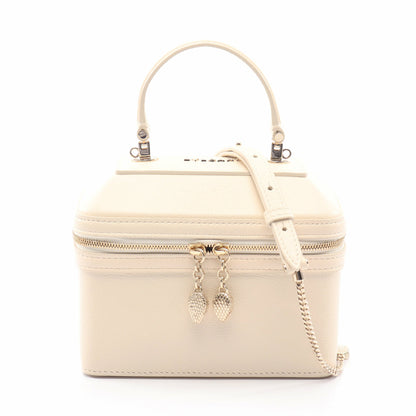 セルペンティ ジュエリーボックス 2WAY バニティバッグ ハンドバッグ レザー アイボリー ブルガリ バッグ BVLGARI