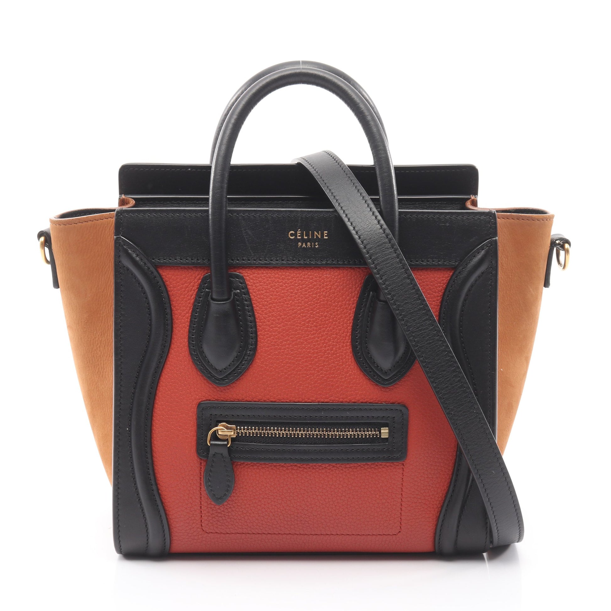 ラゲージ ナノショッパー 2WAY ハンドバッグ レザー ヌバック オレンジレッド ブラック ブラウン セリーヌ バッグ CELINE