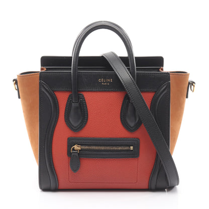 ラゲージ ナノショッパー 2WAY ハンドバッグ レザー ヌバック オレンジレッド ブラック ブラウン セリーヌ バッグ CELINE