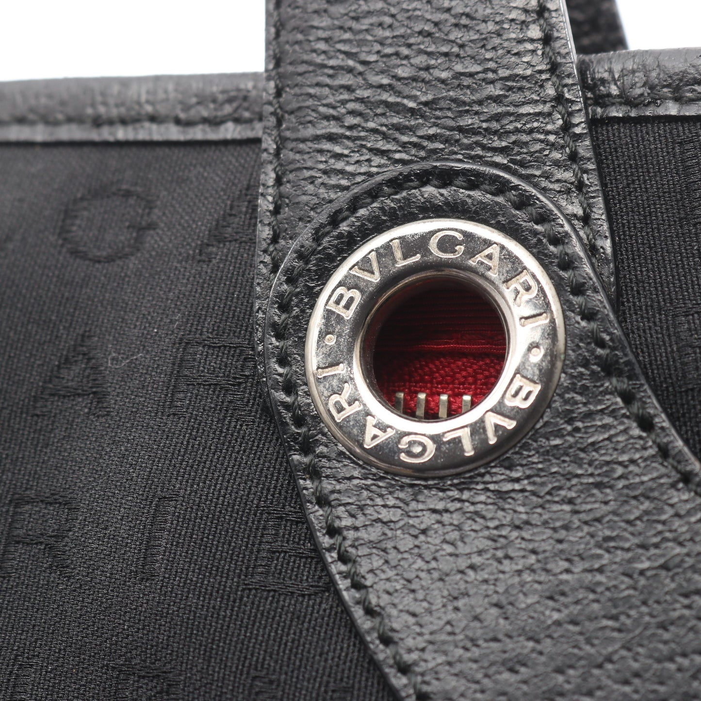 ロゴマニア ハンドバッグ キャンバス レザー ブラック ブルガリ バッグ BVLGARI