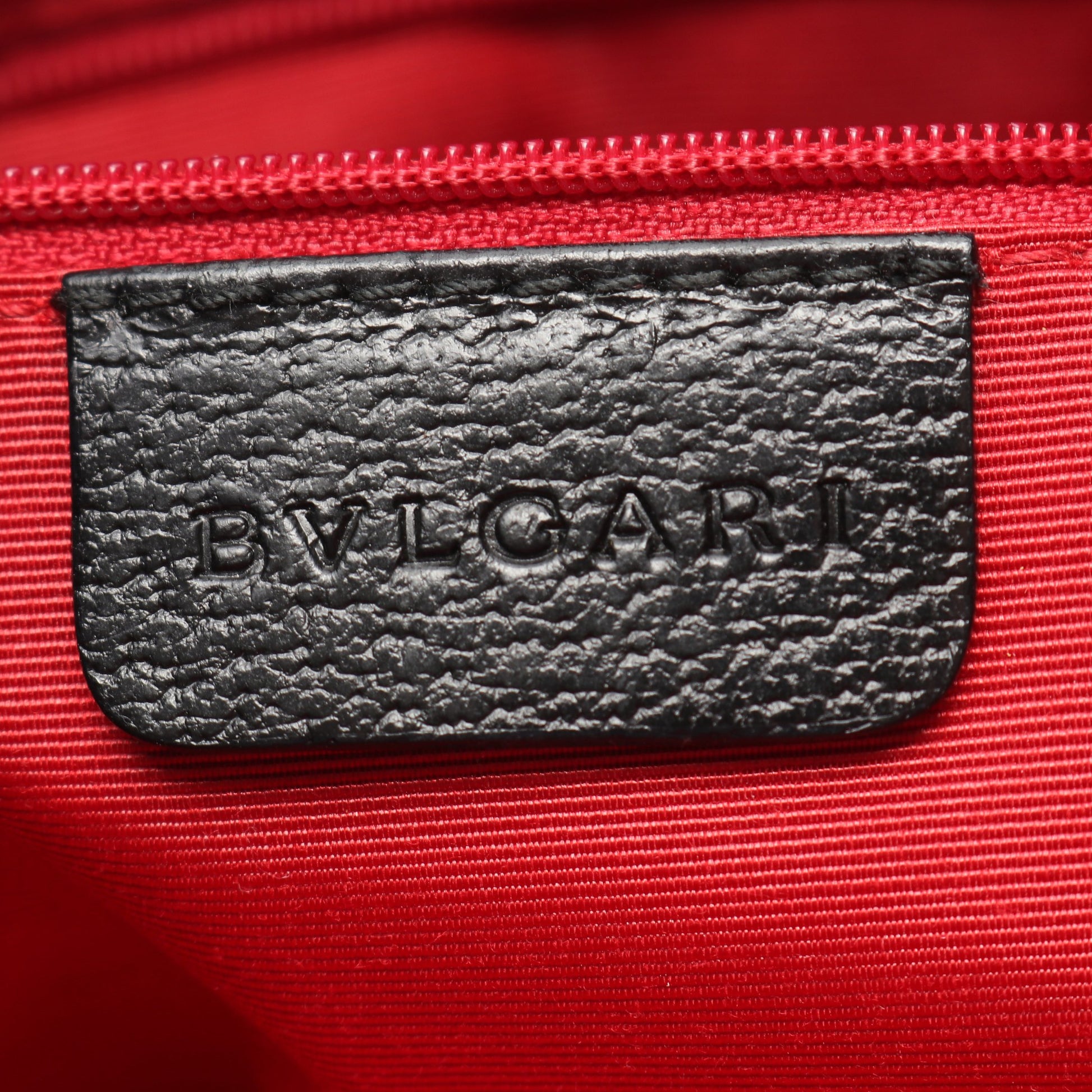 ロゴマニア ハンドバッグ キャンバス レザー ブラック ブルガリ バッグ BVLGARI