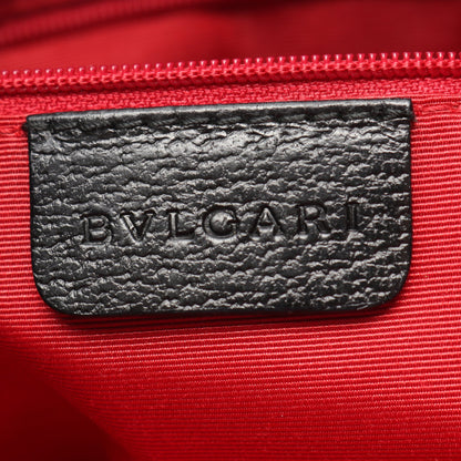 ロゴマニア ハンドバッグ キャンバス レザー ブラック ブルガリ バッグ BVLGARI