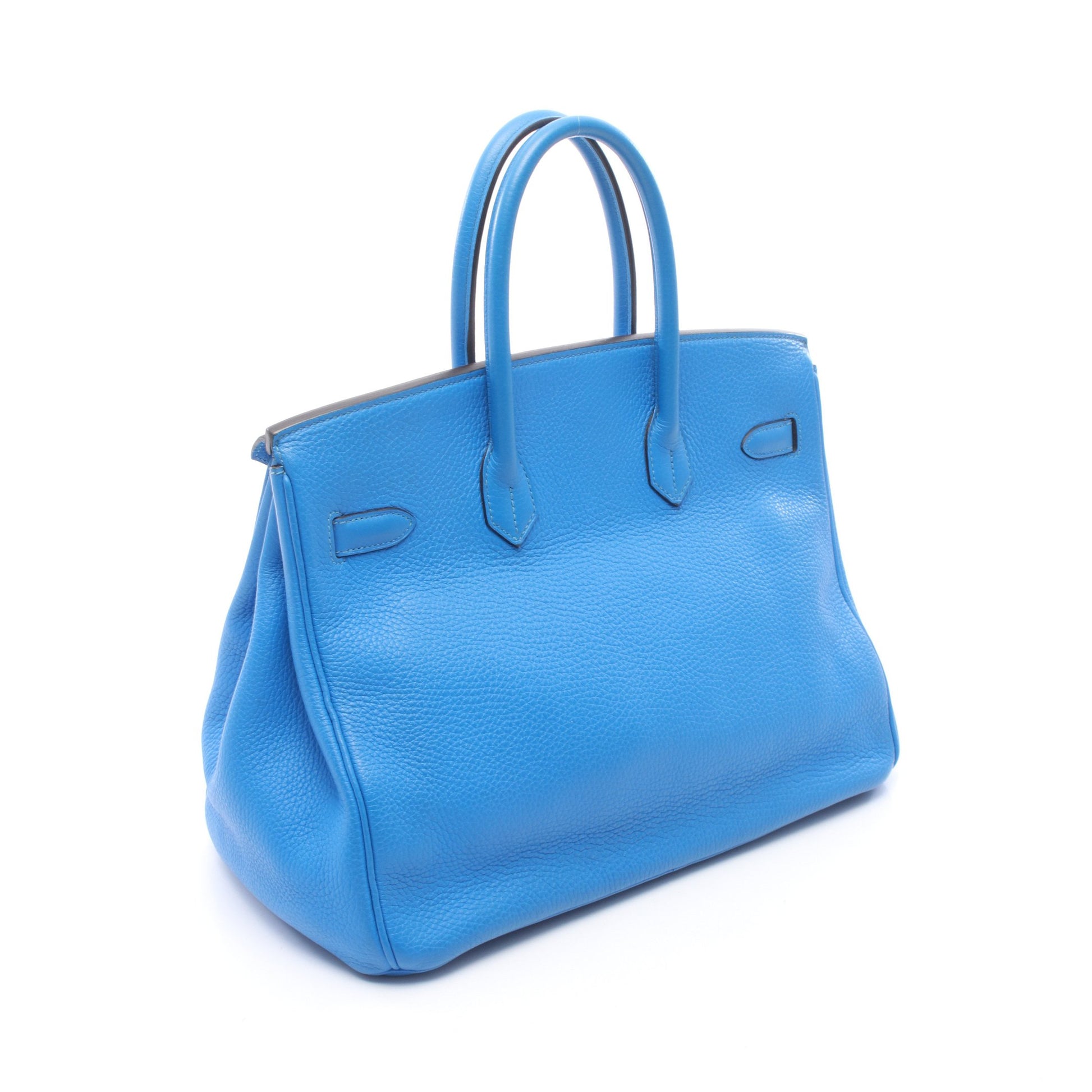 バーキン35 ブルーイドラ ハンドバッグ トリヨンクレマンス ブルー シルバー金具 □P刻印 エルメス バッグ HERMES