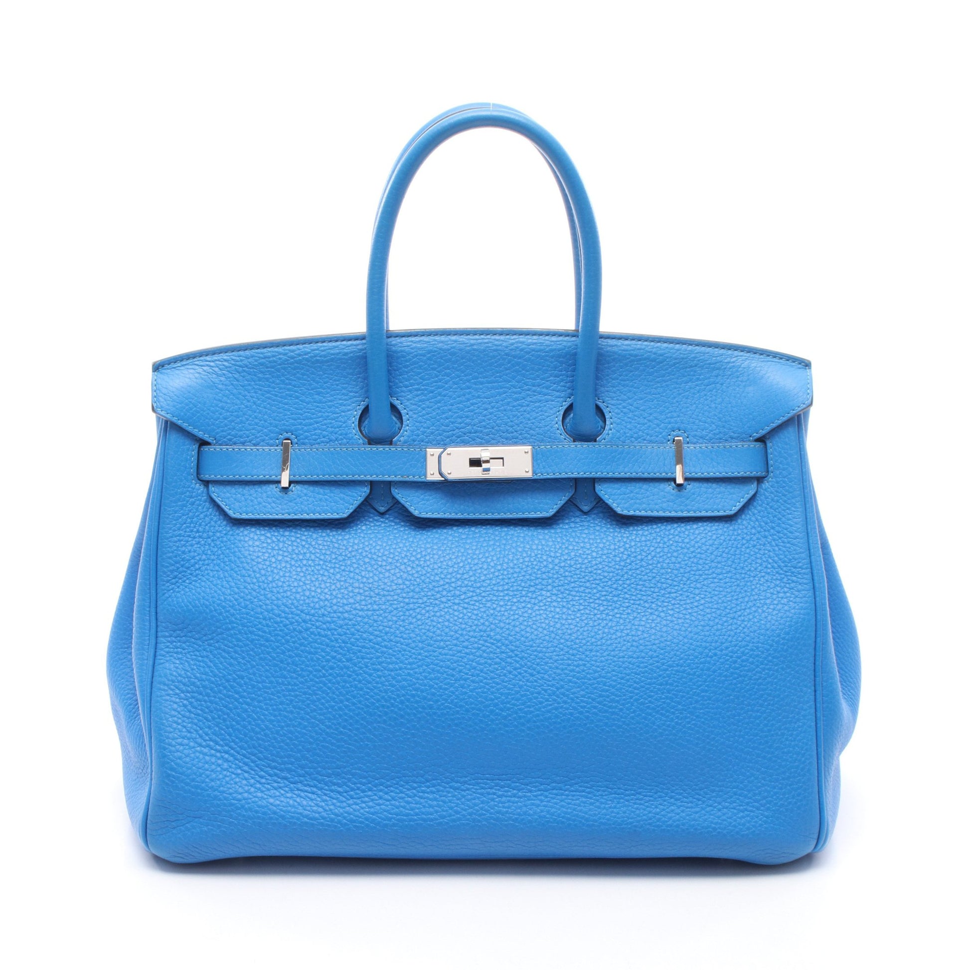 バーキン35 ブルーイドラ ハンドバッグ トリヨンクレマンス ブルー シルバー金具 □P刻印 エルメス バッグ HERMES