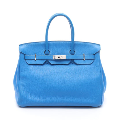 バーキン35 ブルーイドラ ハンドバッグ トリヨンクレマンス ブルー シルバー金具 □P刻印 エルメス バッグ HERMES