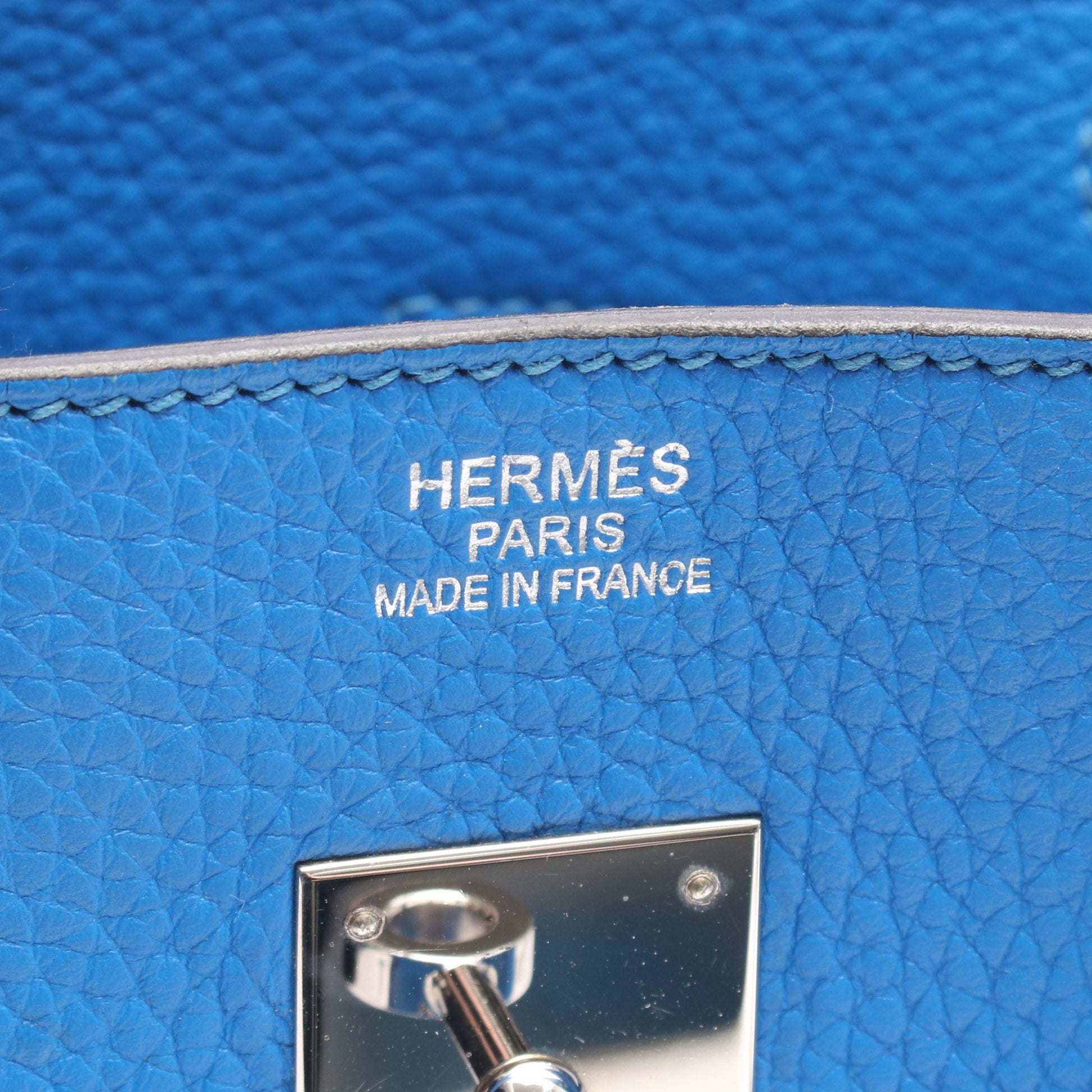 バーキン35 ブルーイドラ ハンドバッグ トリヨンクレマンス ブルー シルバー金具 □P刻印 エルメス バッグ HERMES