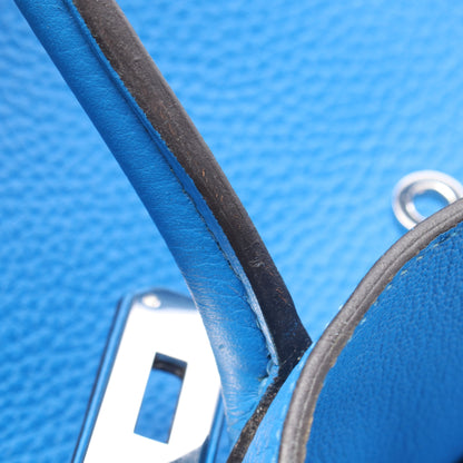 バーキン35 ブルーイドラ ハンドバッグ トリヨンクレマンス ブルー シルバー金具 □P刻印 エルメス バッグ HERMES